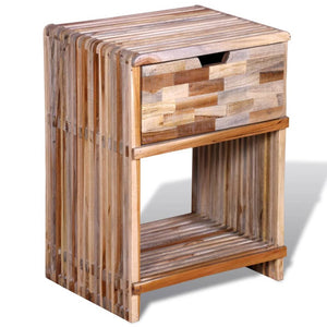 vidaXL Teak Reclaimed Wood Nightstand with Drawer