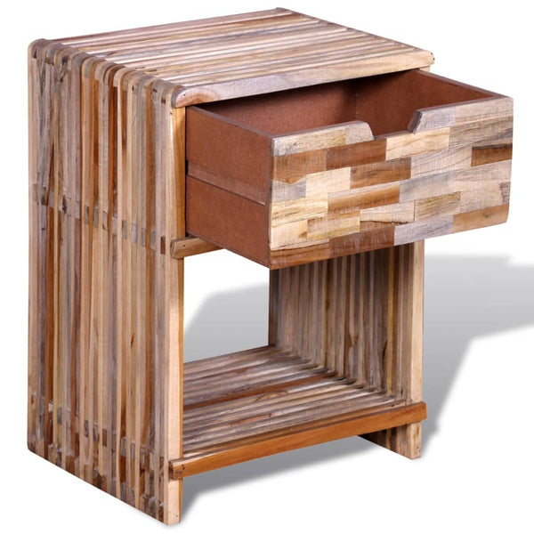 vidaXL Teak Reclaimed Wood Nightstand with Drawer