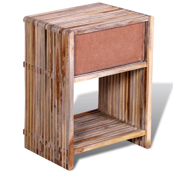 vidaXL Teak Reclaimed Wood Nightstand with Drawer