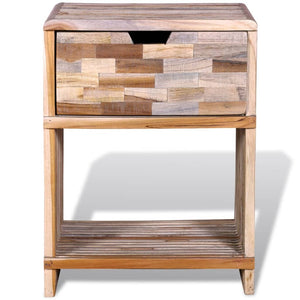 vidaXL Teak Reclaimed Wood Nightstand with Drawer