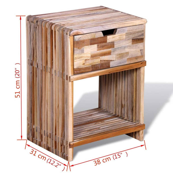 vidaXL Teak Reclaimed Wood Nightstand with Drawer