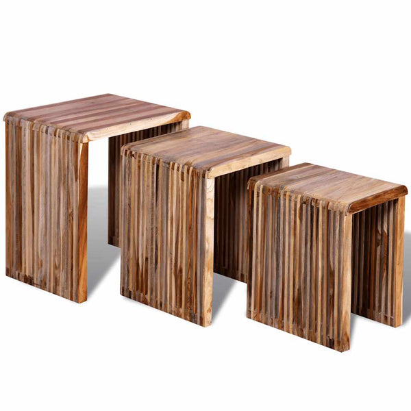 vidaXL 3-Piece Nesting Table Set Reclaimed Teak