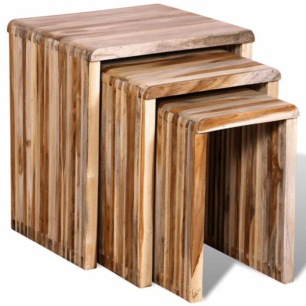 vidaXL 3-Piece Nesting Table Set Reclaimed Teak