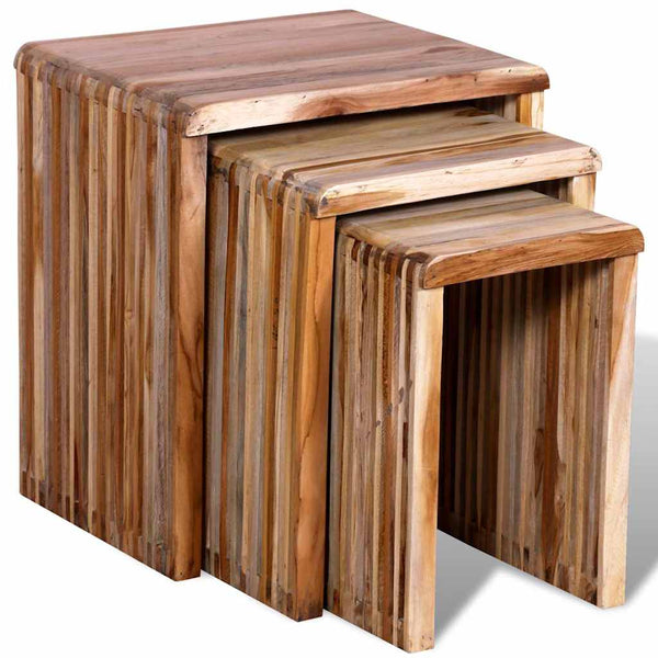 vidaXL 3-Piece Nesting Table Set Reclaimed Teak