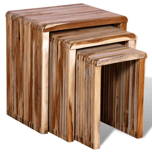 vidaXL 3-Piece Nesting Table Set Reclaimed Teak
