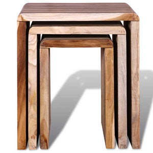 vidaXL 3-Piece Nesting Table Set Reclaimed Teak