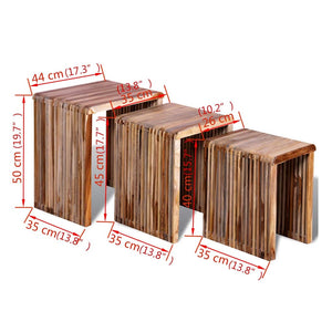 vidaXL 3-Piece Nesting Table Set Reclaimed Teak