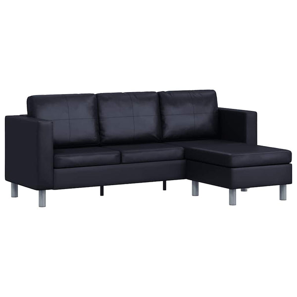 vidaXL L-shaped 3-seater Sofa Faux Leather Black