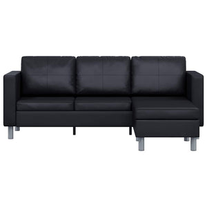 vidaXL L-shaped 3-seater Sofa Faux Leather Black