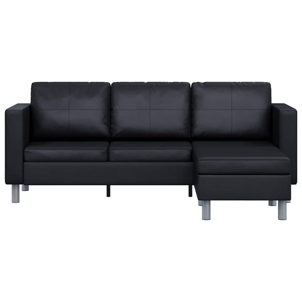 vidaXL L-shaped 3-seater Sofa Faux Leather Black