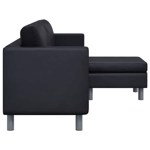 vidaXL L-shaped 3-seater Sofa Faux Leather Black