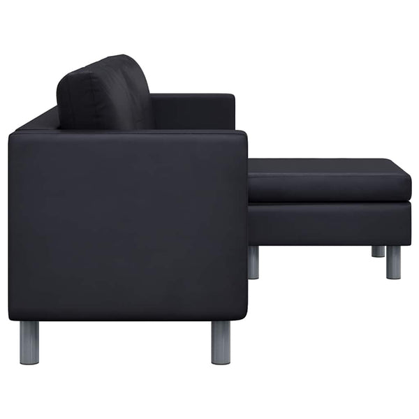 vidaXL L-shaped 3-seater Sofa Faux Leather Black