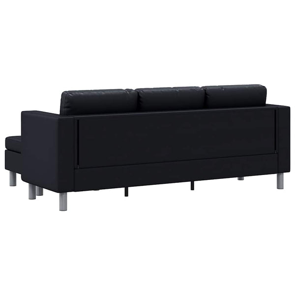vidaXL L-shaped 3-seater Sofa Faux Leather Black