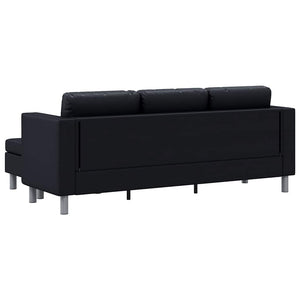 vidaXL L-shaped 3-seater Sofa Faux Leather Black