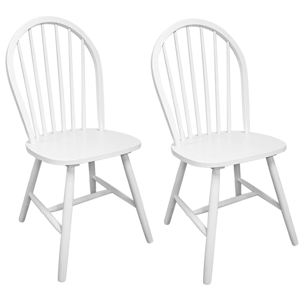 vidaXL Dining Chairs 2 pcs. White Solid Rubberwood
