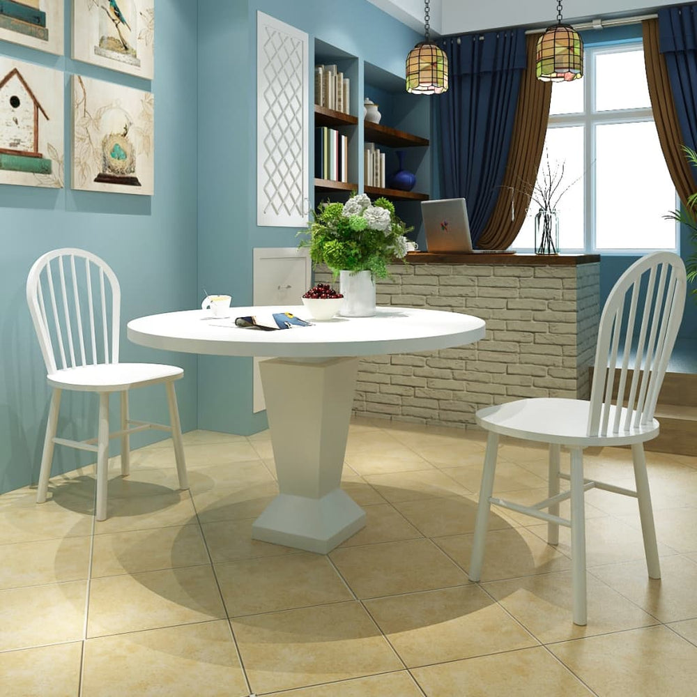 vidaXL Dining Chairs 2 pcs. White Solid Rubberwood