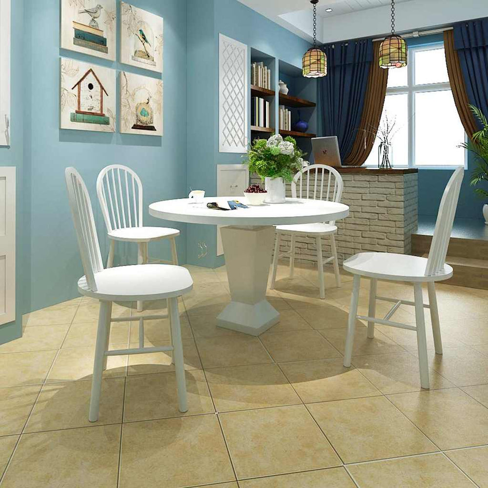 vidaXL Dining Chairs 4 pcs. White Solid Rubberwood