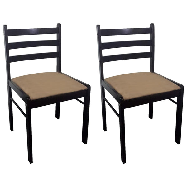 vidaXL Dining Chairs 2 pcs Brown Solid Rubber Wood and Velvet
