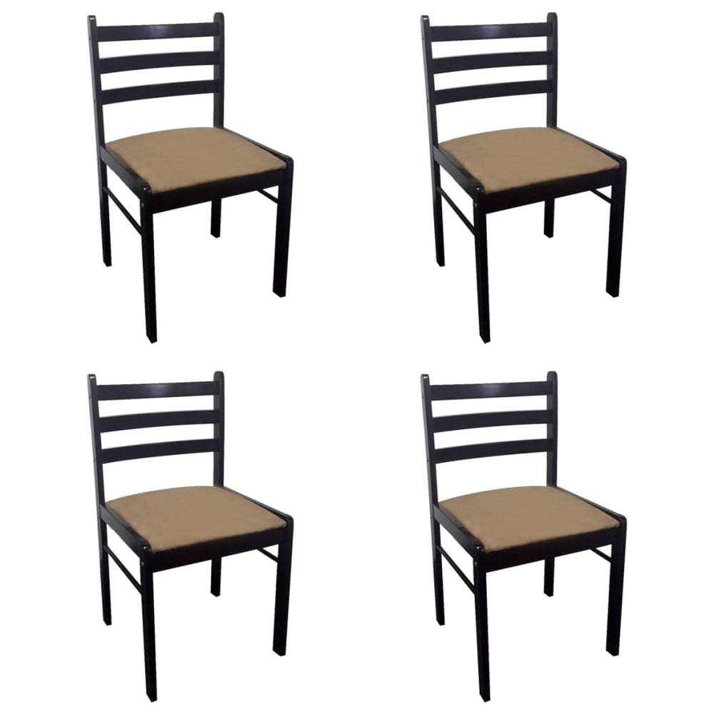 vidaXL Dining Chairs 4 pcs Brown Solid Rubberwood and Velvet