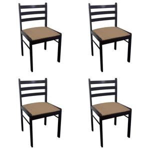 vidaXL Dining Chairs 4 pcs Brown Solid Rubberwood and Velvet