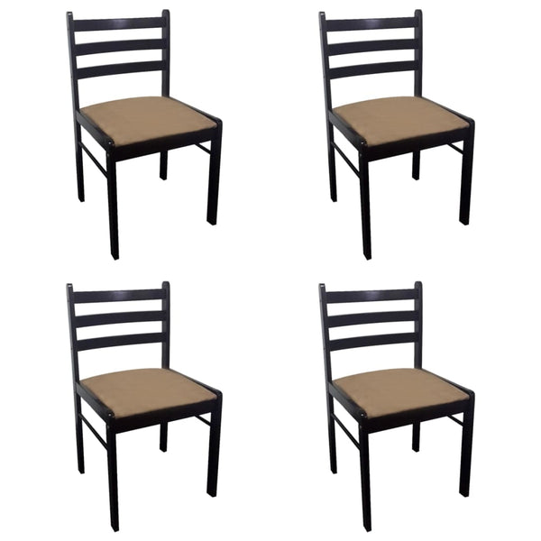 vidaXL Dining Chairs 4 pcs Brown Solid Rubberwood and Velvet