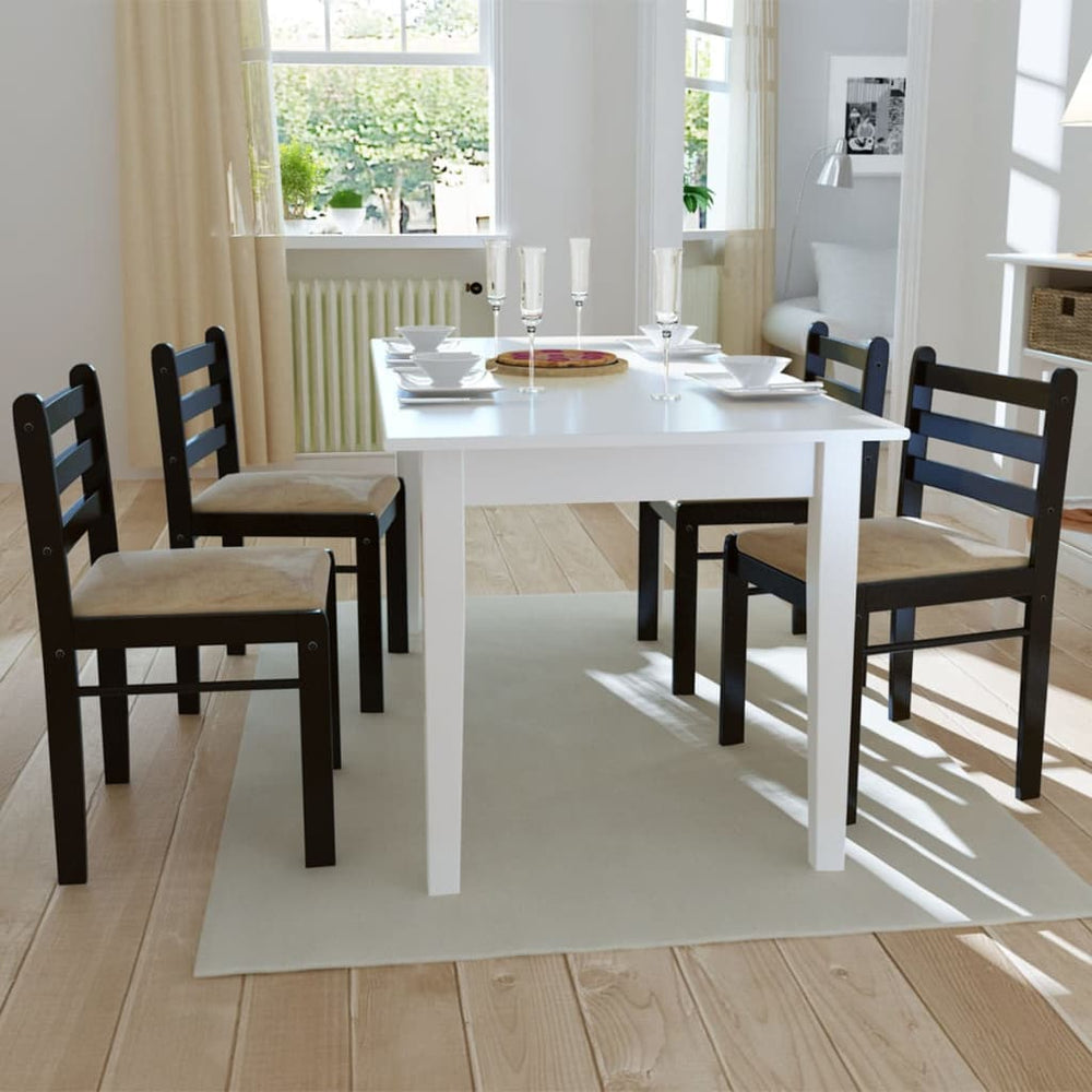 vidaXL Dining Chairs 4 pcs Brown Solid Rubberwood and Velvet