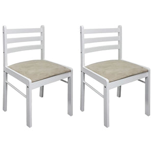 vidaXL Dining Chairs 2 pcs. White Solid Rubberwood and Velvet