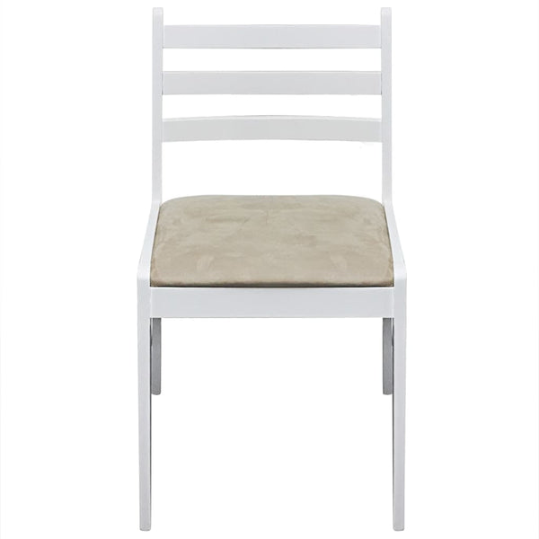 vidaXL Dining Chairs 2 pcs. White Solid Rubberwood and Velvet