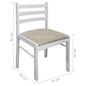 vidaXL Dining Chairs 2 pcs. White Solid Rubberwood and Velvet