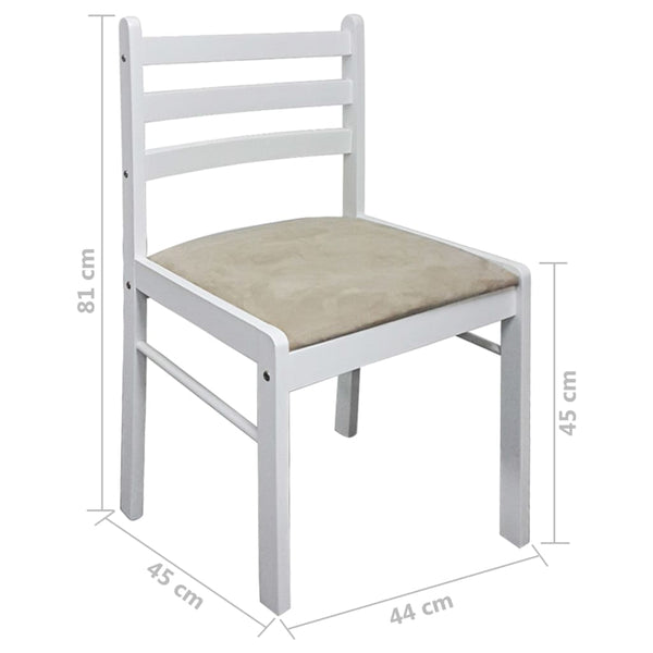 vidaXL Dining Chairs 2 pcs. White Solid Rubberwood and Velvet