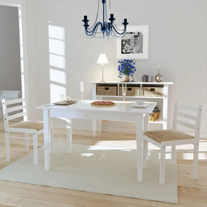 vidaXL Dining Chairs 2 pcs. White Solid Rubberwood and Velvet