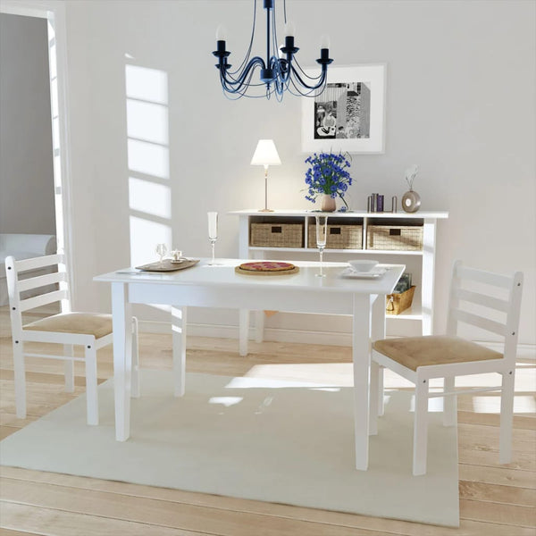 vidaXL Dining Chairs 2 pcs. White Solid Rubberwood and Velvet