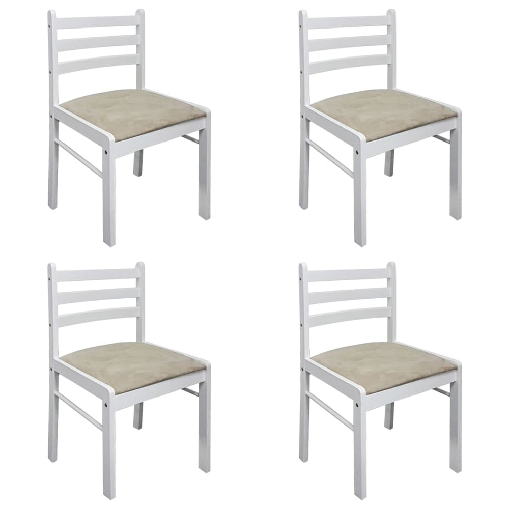 vidaXL Dining Chairs 4 pcs White Solid Rubberwood and Velvet