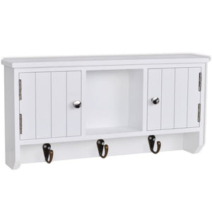 vidaXL Wall-Mounted Key Cabinet with Doors and Hooks