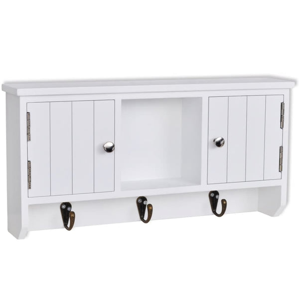 vidaXL Wall-Mounted Key Cabinet with Doors and Hooks