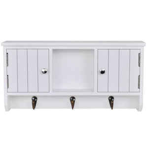 vidaXL Wall-Mounted Key Cabinet with Doors and Hooks