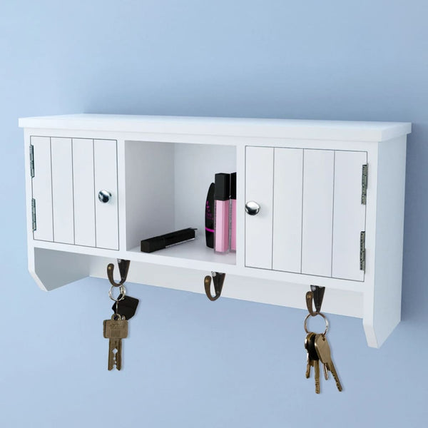 vidaXL Wall-Mounted Key Cabinet with Doors and Hooks