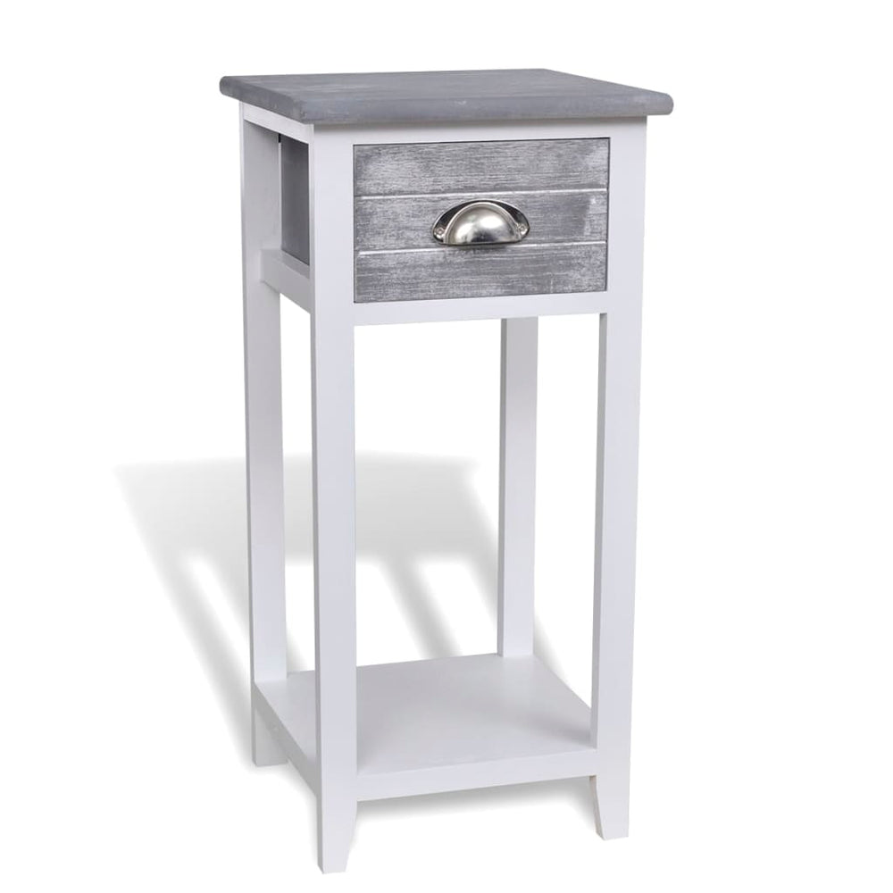 vidaXL Nightstand with 1 Drawer Grey/White