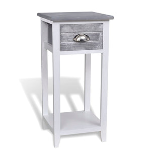 vidaXL Nightstand with 1 Drawer Grey/White