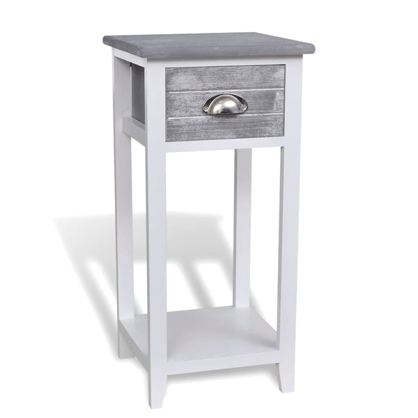 vidaXL Nightstand with 1 Drawer Grey/White