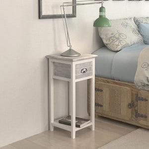 vidaXL Nightstand with 1 Drawer Grey/White