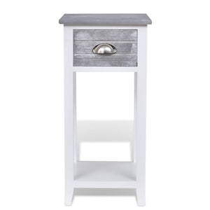 vidaXL Nightstand with 1 Drawer Grey/White