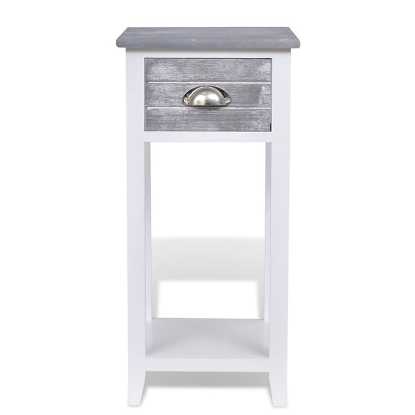 vidaXL Nightstand with 1 Drawer Grey/White