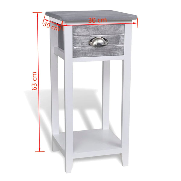 vidaXL Nightstand with 1 Drawer Grey/White