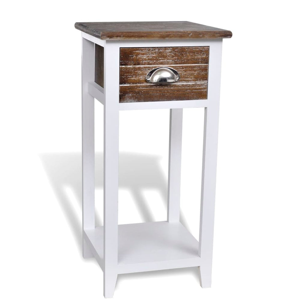 vidaXL Bedside Cabinet with 1 Drawer Brown and White