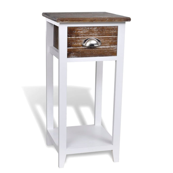 vidaXL Bedside Cabinet with 1 Drawer Brown and White