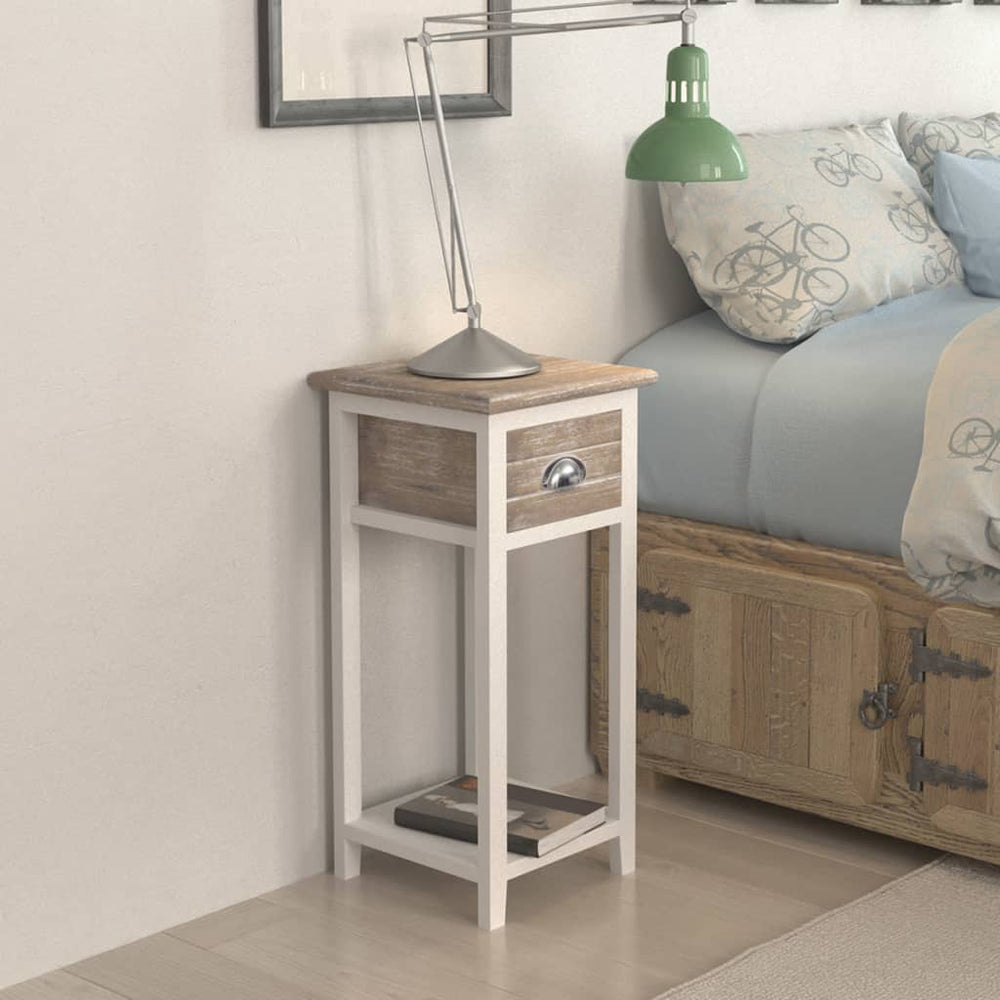 vidaXL Bedside Cabinet with 1 Drawer Brown and White