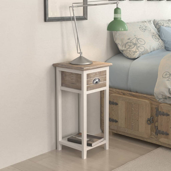 vidaXL Bedside Cabinet with 1 Drawer Brown and White