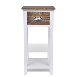 vidaXL Bedside Cabinet with 1 Drawer Brown and White