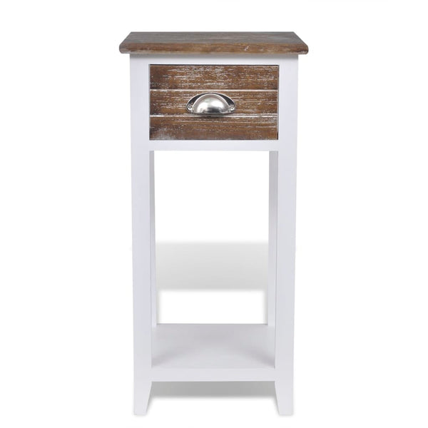 vidaXL Bedside Cabinet with 1 Drawer Brown and White